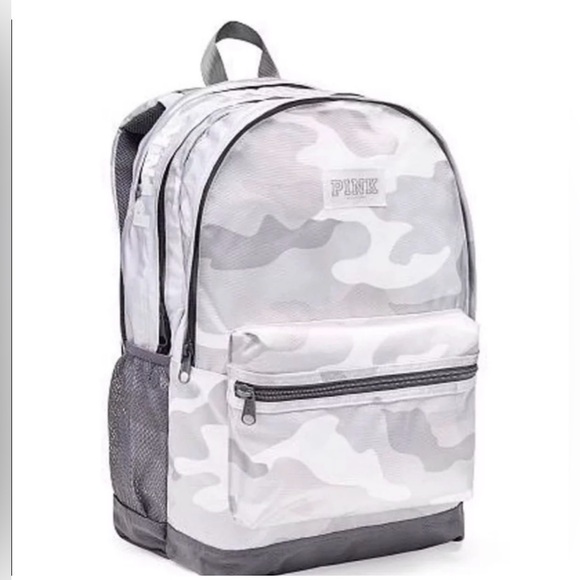 PINK Victoria's Secret Handbags - Victoria's Secret PINK Campus Backpack Snow/Gray Camo